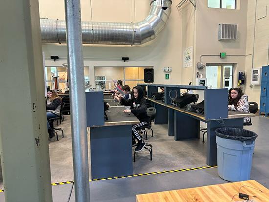 Students sitting at lab tables in the Industrial technology Center.